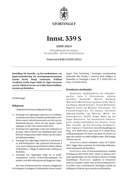 Innst. 339 S (2020–2021) Innstilling Til Stortinget Fra Utenriks- Og Forsvarskomiteen