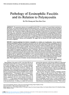 Pathology of Eosinophilic Fasciitis and Its Relation to Polymyositis Ke-Wei Huang and Xiao-Han Chen