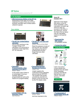 HP Solve Calculating Solutions Powered by HP