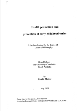 Health Promotion and Prevention of Early Childhood Caries