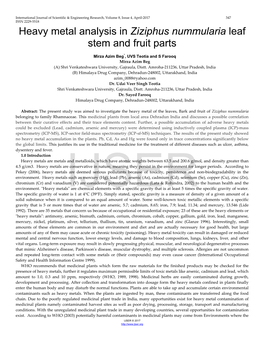 Heavy Metal Analysis in Ziziphus Nummularia Leaf Stem and Fruit Parts