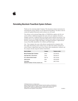 Reinstalling Macintosh Powerbook System Software