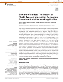 The Impact of Photo Type on Impression Formation Based on Social Networking Proﬁles