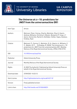 Predictions for JWST from the Universemachine DR1