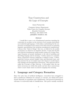 Type Construction and the Logic of Concepts