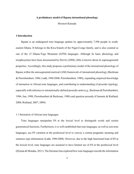 A Preliminary Model of Ikpana Intonational Phonology