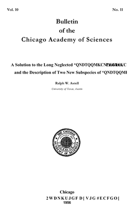 Bulletin of the Chicago Academy of Sciences, Vol. 10, No. 11