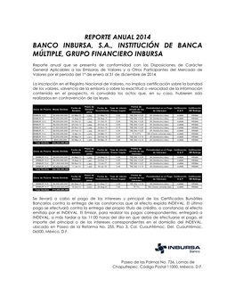 Banco Inbursa, Sa, Institución De Banca Múltiple, Grupo Financiero