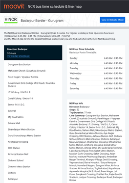 NCR Bus Time Schedule & Line Route