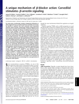 Blocker Action: Carvedilol Stimulates ฿-Arrestin Signaling