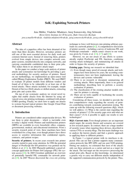 Sok: Exploiting Network Printers