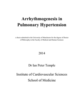 Arrhythmogenesis in Pulmonary Hypertension