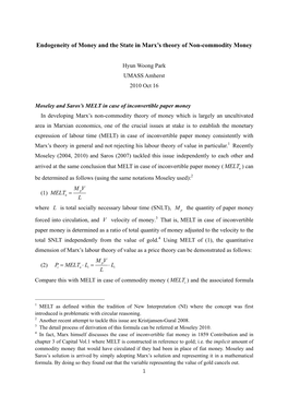 Endogeneity of Money and the State in Marx's Theory of Non-Commodity