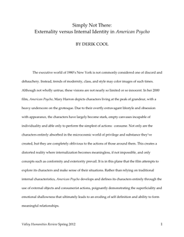 Simply Not There: Externality Versus Internal Identity in American Psycho