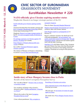 Euromaidan Newsletter # 220 CIVIC SECTOR OF