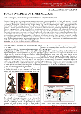 Forge Welding of Bimetalic Axe