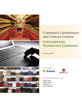 Corporate Governance and Climate Change Consumer and Technology Companies