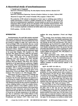 A Theoretical Study of Sonoluminescence V