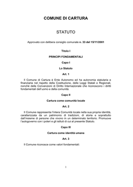 Comune Di Cartura Statuto