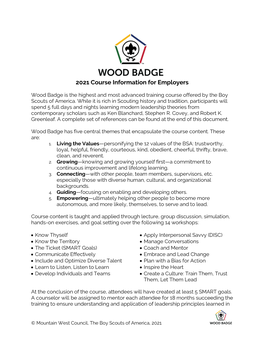 Wood Badge Information for Employers