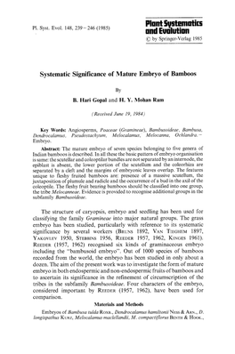 Systematic Significance of Mature Embryo of Bamboos