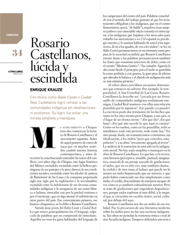 Rosario Castellanos, Lúcida Y Escindida