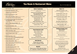 Tea Room & Restaurant Menu