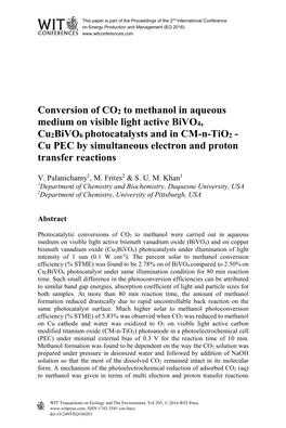 Conversion of CO2 to Methanol in Aqueous Medium on Visible Light Active Bivo4, Cu2bivo6 Photocatalysts and in CM-N-Tio2