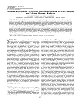 Molecular Phylogeny of Parvilucifera Prorocentri (Alveolata, Myzozoa): Insights Into Perkinsid Character Evolution