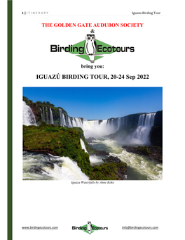 IGUAZÚ BIRDING TOUR, 20-24 Sep 2022