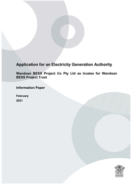 Application for an Electricity Generation Authority