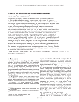 Stress, Strain, and Mountain Building in Central Japan John Townend1 and Mark D