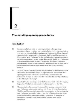 The Existing Opening Procedures 9