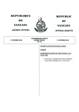 Republique Republic De of Vanuatu Vanuatu