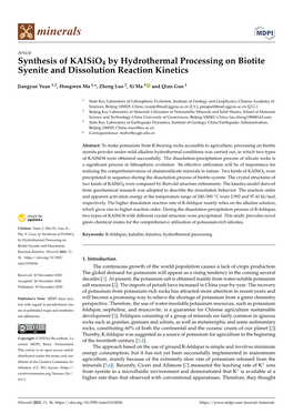 Synthesis of Kalsio4 by Hydrothermal Processing on Biotite Syenite and Dissolution Reaction Kinetics