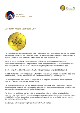 Canadian Maple Leaf Gold Coin