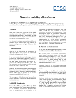 Numerical Modelling of Linné Crater