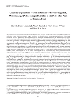 Oocyte Development and Ovarian Maturation of the Black Triggerfish, Melichthys Niger (Actinopterygii: Balistidae) in São Pedro E São Paulo Archipelago, Brazil