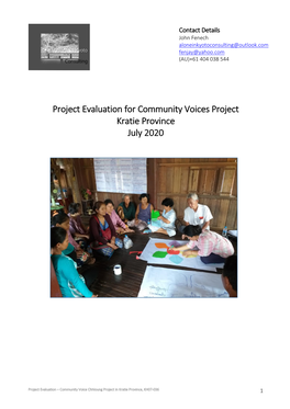 Project Evaluation for Community Voices Project Kratie Province July 2020