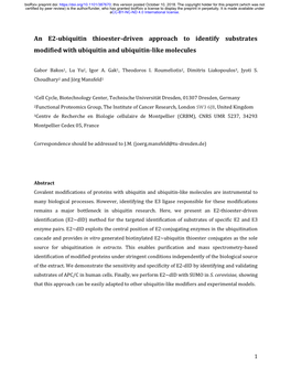 An E2-Ubiquitin Thioester-Driven Approach to Identify Substrates Modified with Ubiquitin and Ubiquitin-Like Molecules