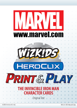 THE INVINCIBLE IRON MAN CHARACTER CARDS Original Text