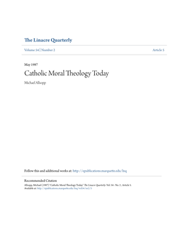 Catholic Moral Theology Today Michael Allsopp