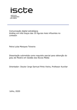 Julho, 2020 Ano Comunicação Digital Estratégica Análise Em Três Traços