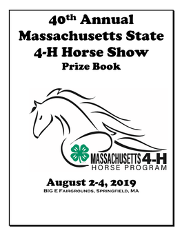 40Th Annual Massachusetts State 4-H Horse Show Prize Book