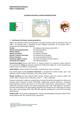 Stosunki Gospodarcze Z Algierią DHM​ Algieria​ 2021​ 07