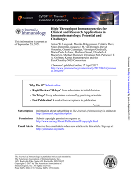 High-Throughput Immunogenetics for Clinical and Research Applications in Immunohematology: Potential and Challenges