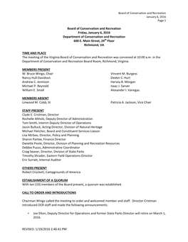 1/19/2016 2:46:41 PM Board of Conservation and Recreation January 6, 2016 Page 2