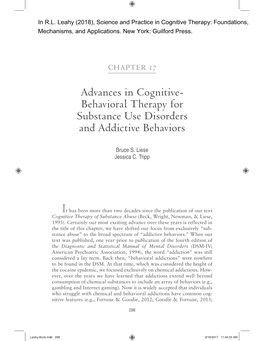 Behavioral Therapy for Substance Use Disorders and Addictive Behaviors