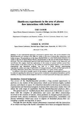 Shuttle-Era Experiments in the Area of Plasma Flow Interactions with Bodies in Space