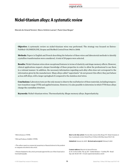 Nickel-Titanium Alloys: a Systematic Review